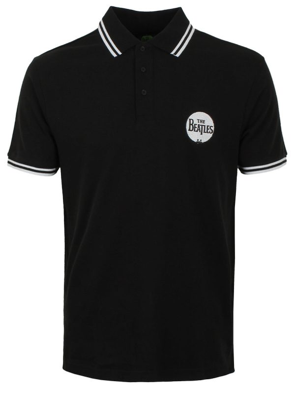 Beatles Drum Logo Men’s Black Polo Shirt