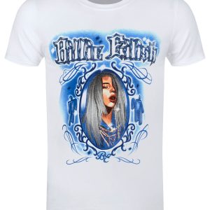 Billie Eilish Airbrush Photo Men’s White T-Shirt