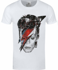 Bowie Halftone Flash Face Mens White T Shirt 1