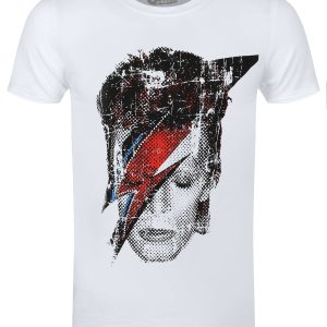 Bowie Halftone Flash Face Men’s White T-Shirt