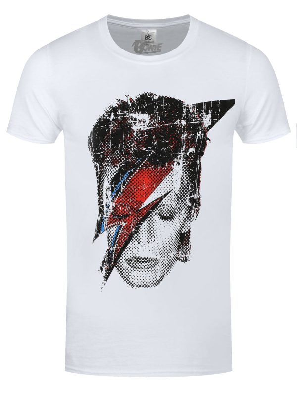 Bowie Halftone Flash Face Men’s White T-Shirt
