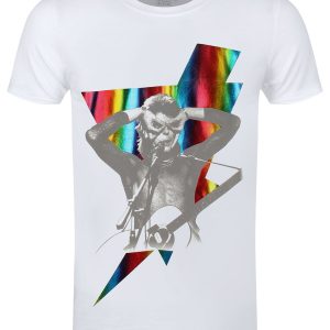 Bowie Holographic Bolt Mens White T-Shirt