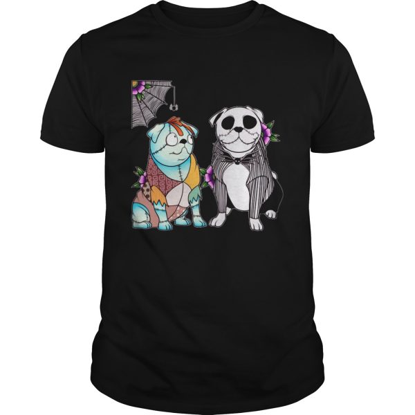 Bulldog Husband Jack skellington and Sally shirt