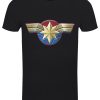 Captain Marvel Chest Emblem Men’s Black T-Shirt
