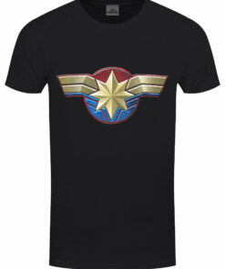 Captain Marvel Chest Emblem Mens Black T Shirt 1