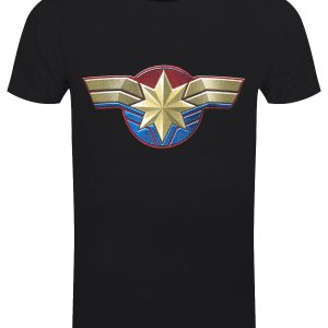 Captain Marvel Chest Emblem Mens Black T Shirt 1