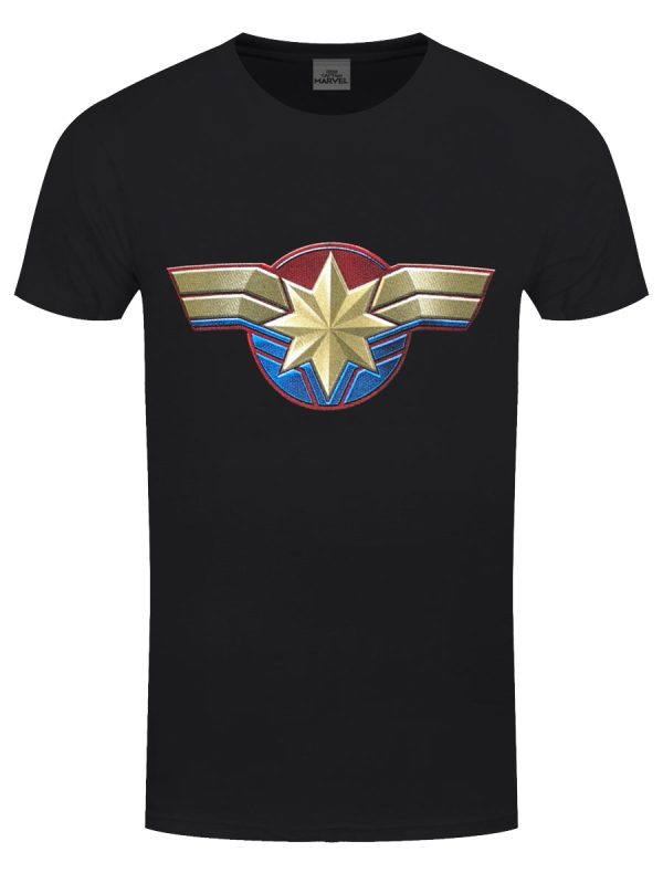 Captain Marvel Chest Emblem Men’s Black T-Shirt