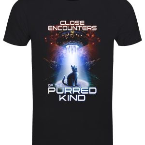 Close Encounters Of The Purred Kind Mens Black T Shirt 1