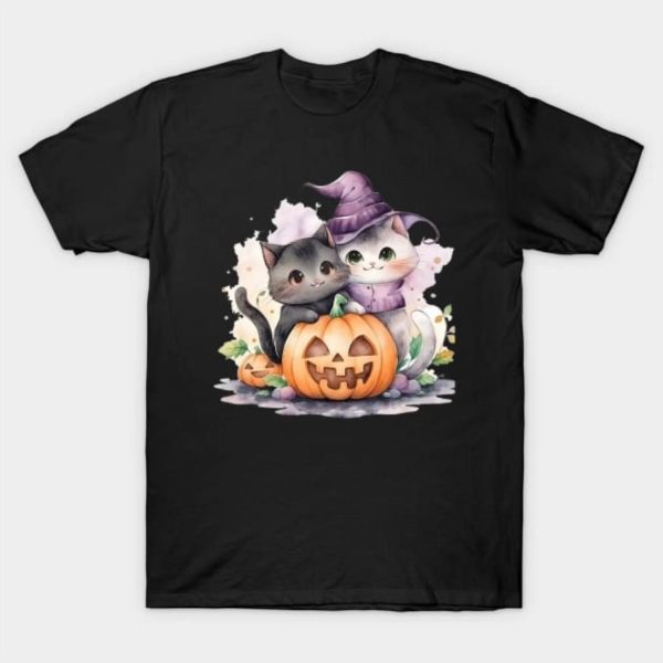 Cute witch cat and pumpkin Halloween 2023 Halloween T-Shirt