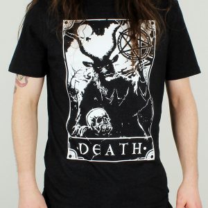 Deadly Tarot Death Mens Heather Black Denim T Shirt 3