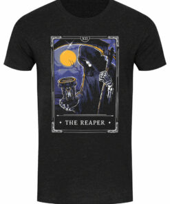 Deadly Tarot Legends The Reaper Mens Heather Black Denim T Shirt 1