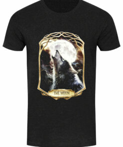 Deadly Tarot Obsidian The Moon Mens Heather Black Denim T Shirt 1