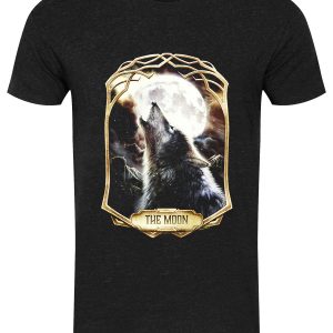 Deadly Tarot Obsidian The Moon Mens Heather Black Denim T Shirt 1