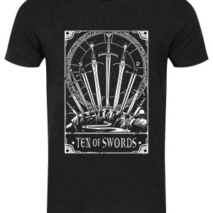 Deadly Tarot – Ten Of Swords Men’s Heather Black Denim T-Shirt