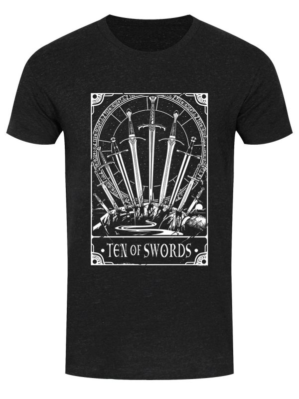 Deadly Tarot – Ten Of Swords Men’s Heather Black Denim T-Shirt