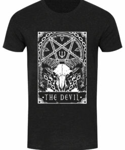 Deadly Tarot The Devil Mens Heather Black Denim T Shirt 1