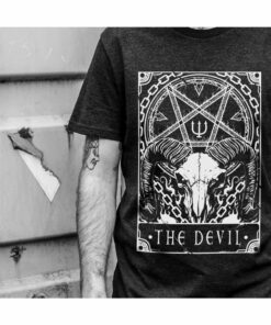Deadly Tarot - The Devil Men's Heather Black Denim T-Shirt 2 Deadly Tarot The Devil Mens Heather Black Denim T Shirt 3