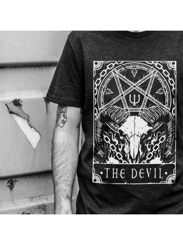 Deadly Tarot – The Devil Men’s Heather Black Denim T-Shirt