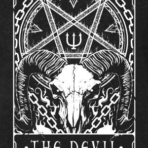 Deadly Tarot The Devil Mens Heather Black Denim T Shirt 4