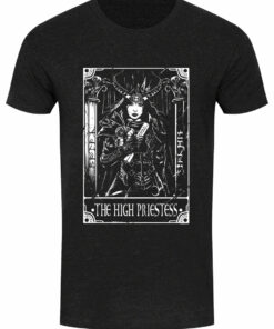 Deadly Tarot The High Priestess Mens Heather Black Denim T Shirt 1