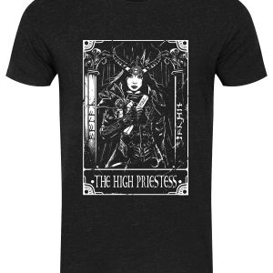 Deadly Tarot The High Priestess Mens Heather Black Denim T Shirt 1