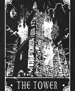Deadly Tarot - The Tower Men's Heather Black Denim T-Shirt 2 Deadly Tarot The Tower Mens Heather Black Denim T Shirt 3