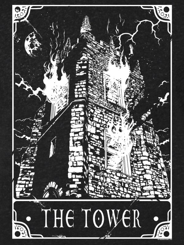 Deadly Tarot – The Tower Men’s Heather Black Denim T-Shirt