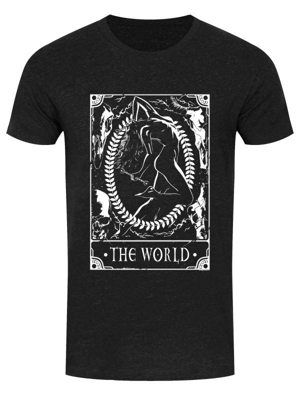 Deadly Tarot – The World Men’s Heather Black Denim T-Shirt