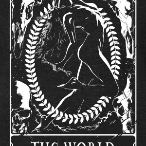 Deadly Tarot The World Mens Heather Black Denim T Shirt 3