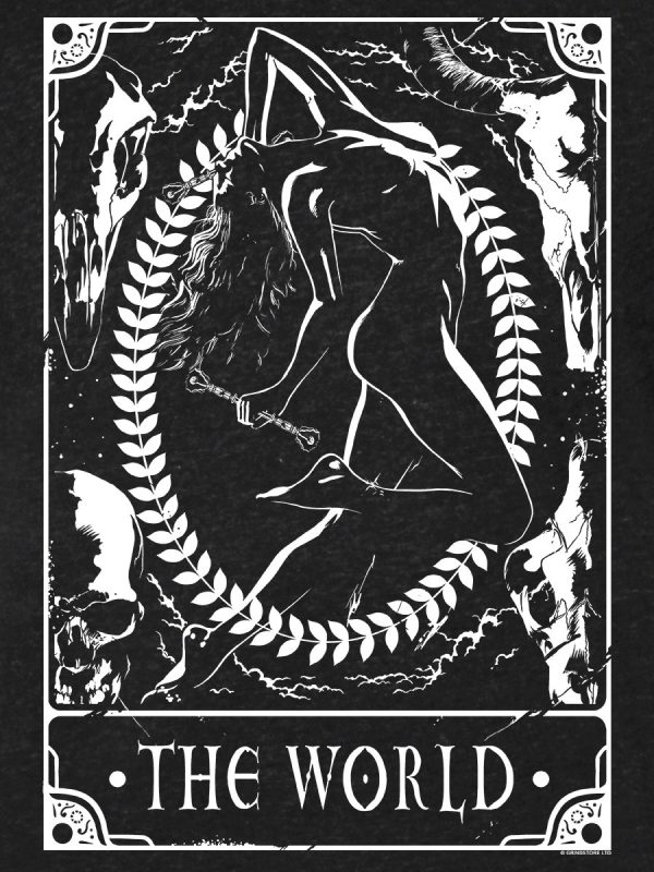 Deadly Tarot – The World Men’s Heather Black Denim T-Shirt