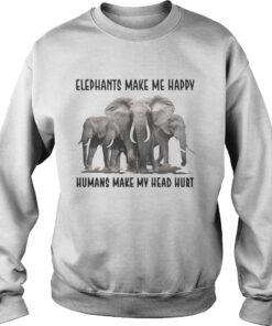 Elephants make me happy humans make my head hurt shirt 2