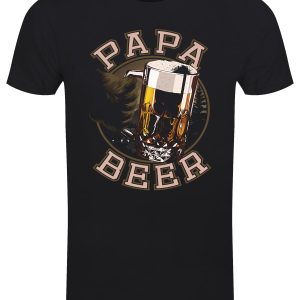 Fathers Day Papa Beer Mens Black T Shirt 1