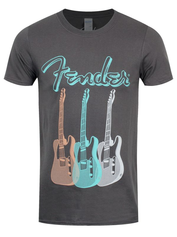 Fender Tripple Guitar Men’s Charcoal Grey T-Shirt