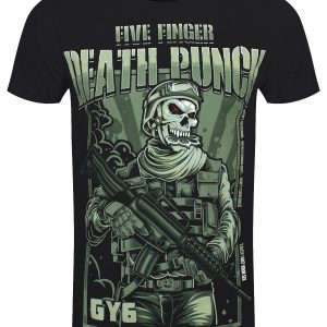 Five Finger Death Punch War Soldier Mens Black T Shirt 1