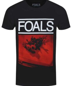 Foals Red Rose Mens Black T Shirt 1