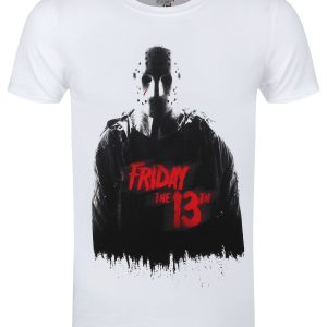 Friday the 13th Jason and Red Logo Men’s White T-Shirt