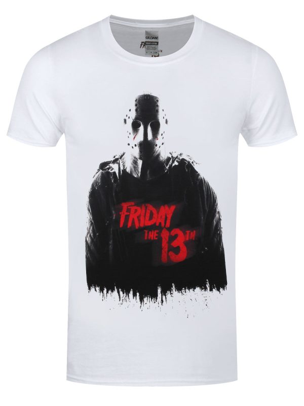 Friday the 13th Jason and Red Logo Men’s White T-Shirt