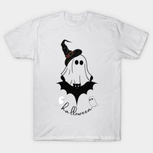 Funny gosht witch and black bat 2023 Halloween T-Shirt