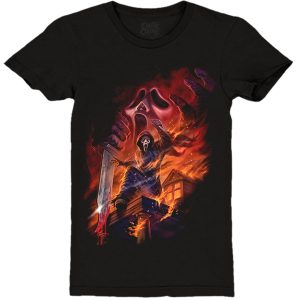 GHOST FACE FIRE IN THE NIGHT T-SHIRT