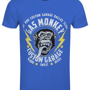 Gas Monkey Lightning Bolts Mens Blue T Shirt 1