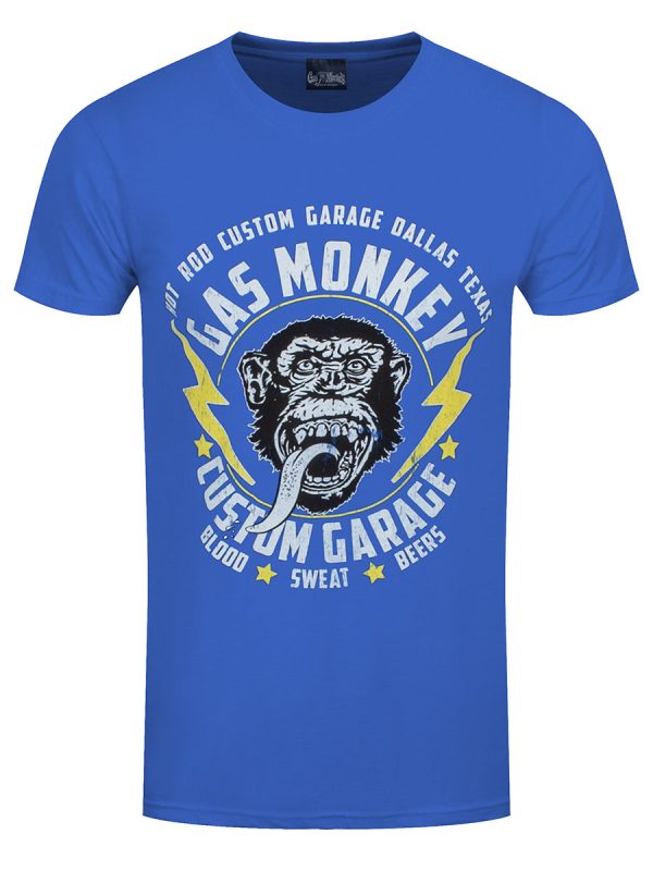 Gas Monkey Lightning Bolts Men’s Blue T-Shirt