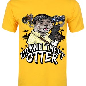 Grand Theft Otter Men’s Yellow T-Shirt