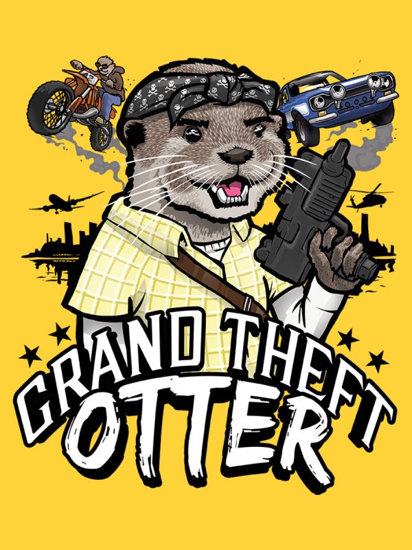 Grand Theft Otter Men’s Yellow T-Shirt