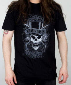 Guns N Roses Faded Skull Mens Black T Shirt 3