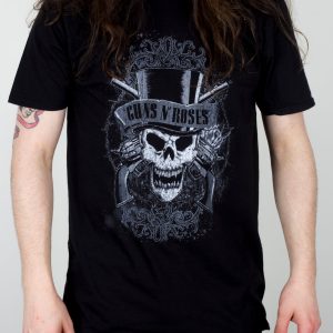 Guns N Roses Faded Skull Mens Black T Shirt 3