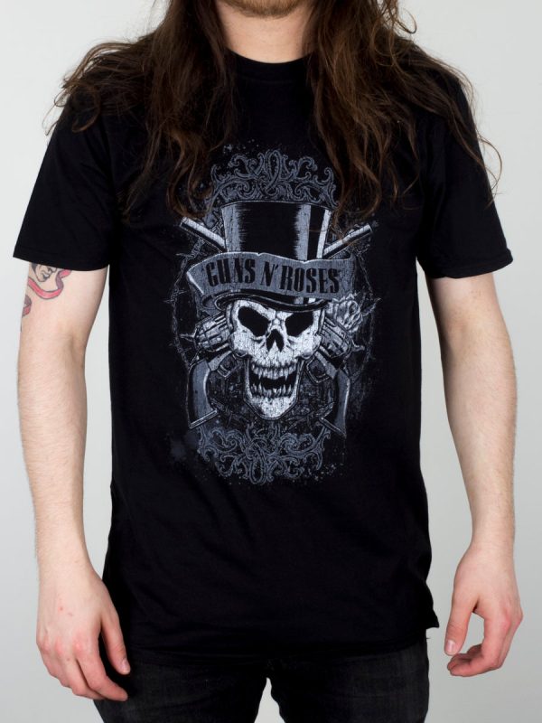 Guns N Roses Faded Skull Men’s Black T-Shirt