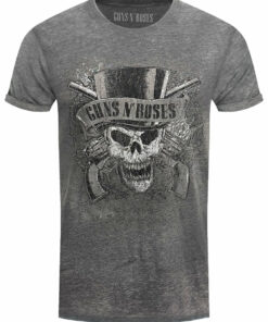 Guns N Roses Faded Skull Mens Burnout Charcoal Grey T Shirt 1