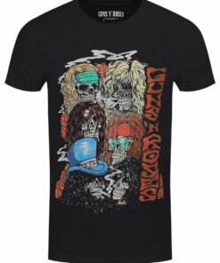 Guns N Roses Stacked Skulls Mens Black T Shirt 1