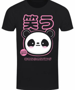 Handa Panda Laughter Mens Black T Shirt 1