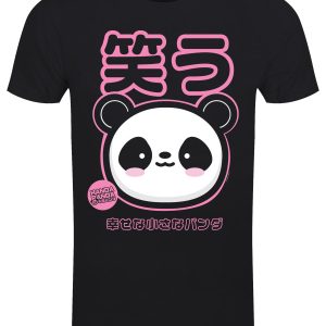 Handa Panda Laughter Mens Black T Shirt 1